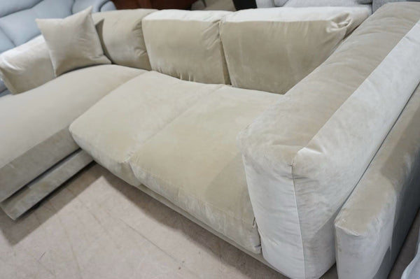 DFS mink velvet fabric XL left hand facing 3 seater lounger4