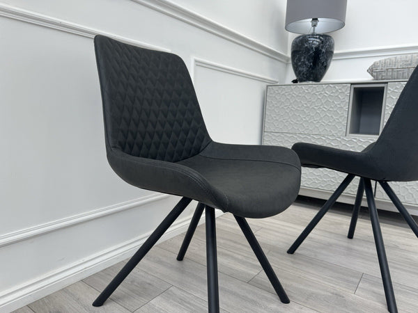 Furniture Village Ion/Rocket Charcoal Grey Suede/Microfibre Pair ofDining Chairs2