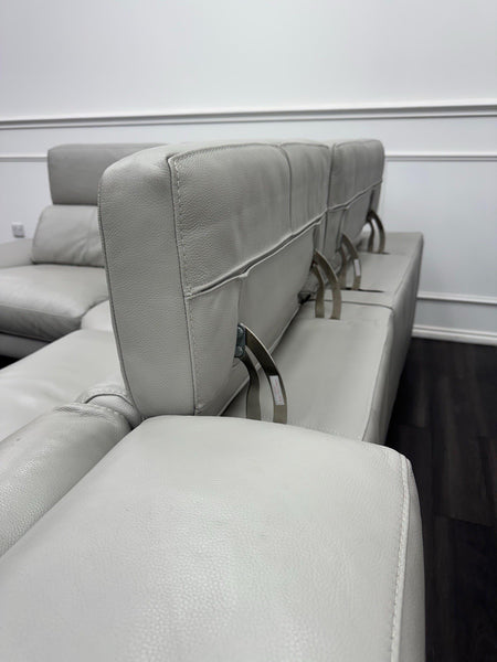 DFS Milano Light Grey Leather Corner Sofa Power Recliner + Armchair PWR Headrest4