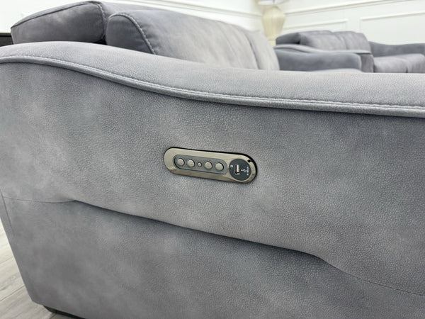 FV Xavier Grey Velvet 3+2 Seater Sofa Set Power Recliners & Headrests5
