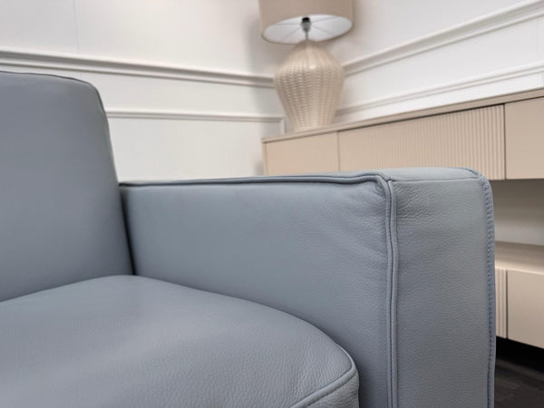 DFS Sonno 3 Seater Sofabed In Baby Blue Leather Electric Power Pull Out12