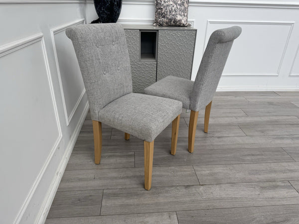 Furniture Village Augusta Grey Fabric Pair Of 2 Roll Back Dining Chairs14