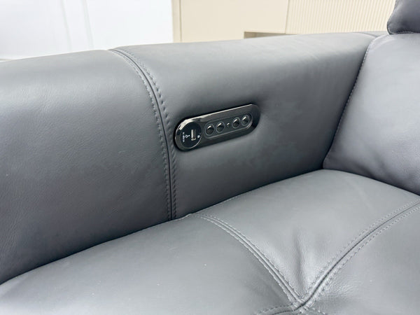 Furniture Village New York Power Recliner Armchair Grey Leather Power Headrest9