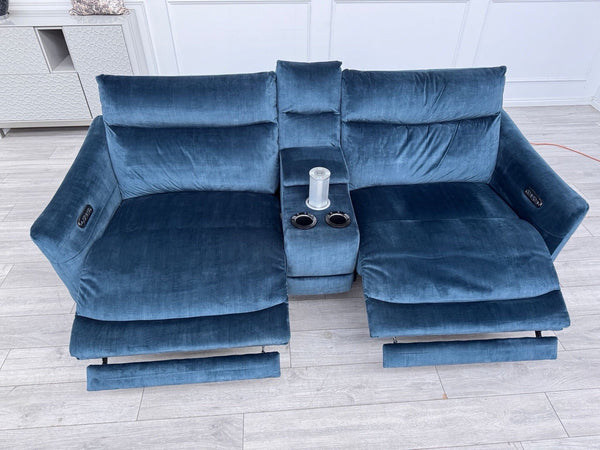 Sofology Renato 2.5 Seater Sofa + Centre Console Navy Blue Velvet Fabric5