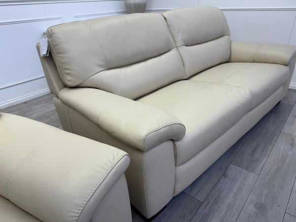 Furniture Village Hetty 3 + 3 Seater Sofa Set in Cream/Off White Leather14