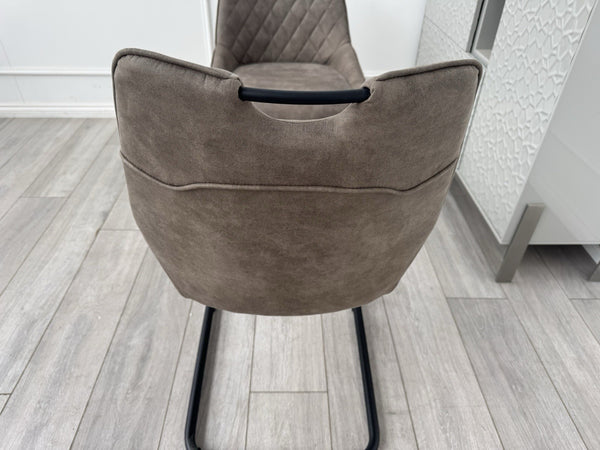 Furniture Village Warrior Taupe Faux Leather Pair Of 2 Cantilever Dining Chairs12