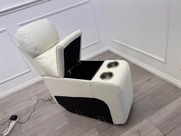 Sofology Radleigh Console White Leather Cup Holders Storage0