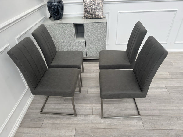 Furniture Village Grigio Set of 4 Grey Suede Dining Chairs7