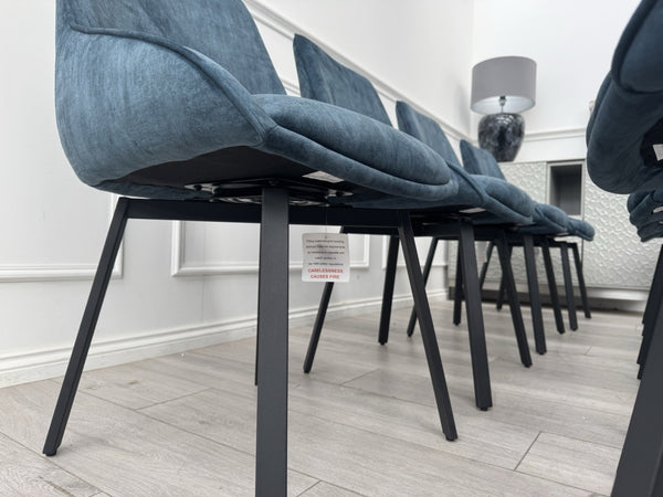 Furniture Village Veja Navy Blue Velvet Set Of 8 Swivel Dining Chairs10