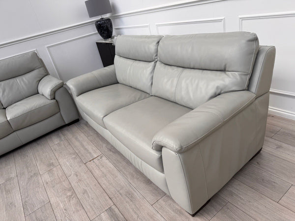 Furniture Village Grey Genuine Leather Sofa 3 & 3 Seater Sofa Set5