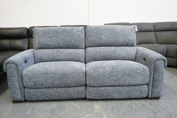Furniture Village Nixon Dark Grey fabric electric reclining 3 seater sofa1