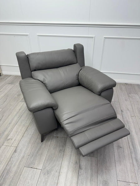 Furniture Village Missouri Power Recliner + Headrest Grey Leather Armchair3