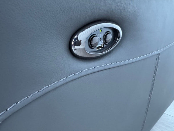 Furniture Village Charcoal Grey Static 3 + Power Recliner 2 Seater Sofa Set11