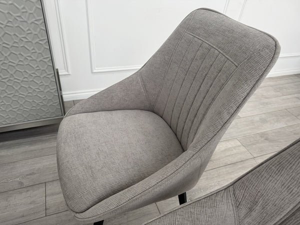 Furniture Village Crete Pair Of 2 Swivel Dining Chairs Taupe Fabric2