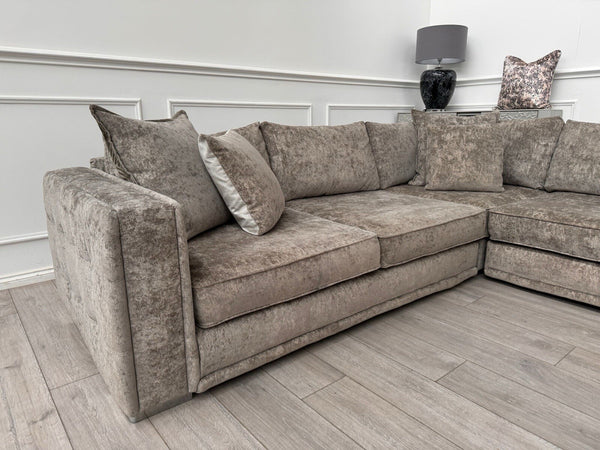 Sofology Midas Grey Fabric Corner Sofa Full Back With Scatter Cushions6