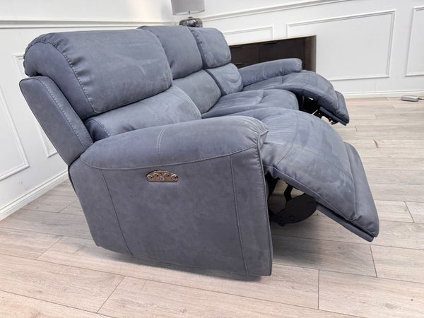 Furniture Village Link Power Recliner 3 Seater And Armchair Navy Blue Microfibre14