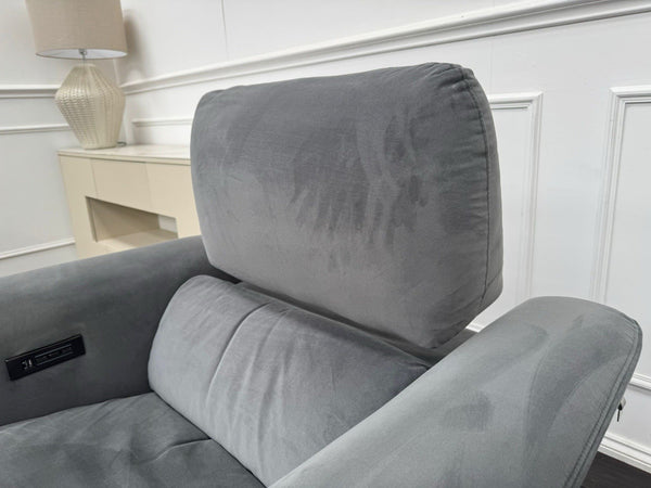 Furniture Village Huxley 3 Seater + Armchair Sofa Set Grey Velvet Power Recliner21