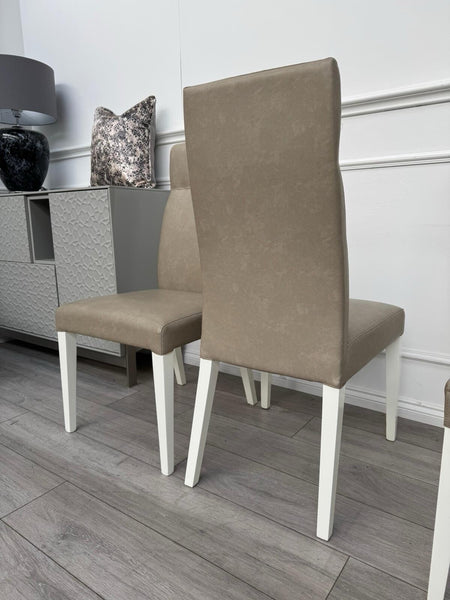 ALF Fascina Set of 6 Faux Leather Dining Chairs Taupe/ Cream RRP £3,4477