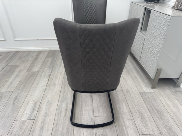 Furniture Village Loki Premium Faux Leather Pair Of 2 Dining Chairs Grey6