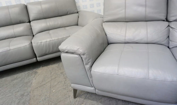 Furniture Village Lecce 3 & 2 Seater Sofa Set in Grey Leather - Power Recliner 4