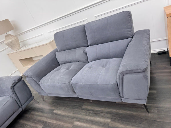 Furniture Village 3+2 Seater Sofa Set Power Recliner Dark Grey Suede10