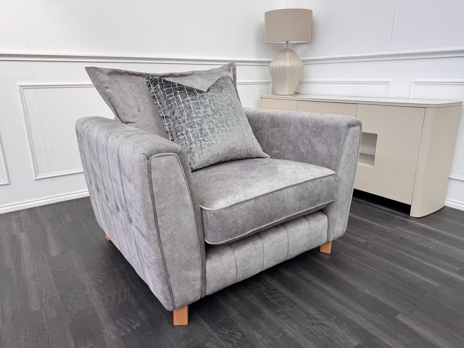 DFS Cherished Armchair Grey Fabric (Fast Delivery)0