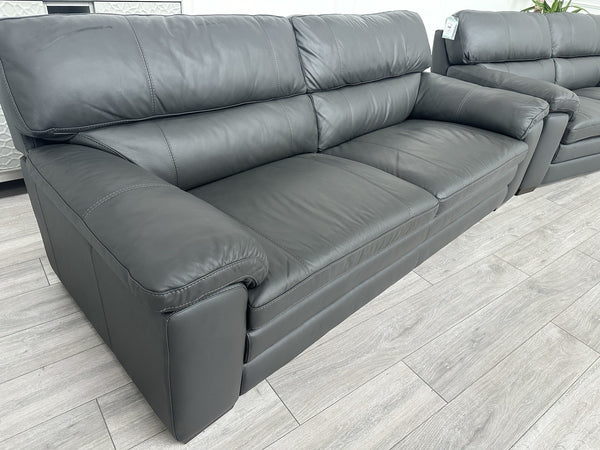 Furniture Village Cozee Dark Grey Pure Premium Leather 3+2 Seater Sofa Set16