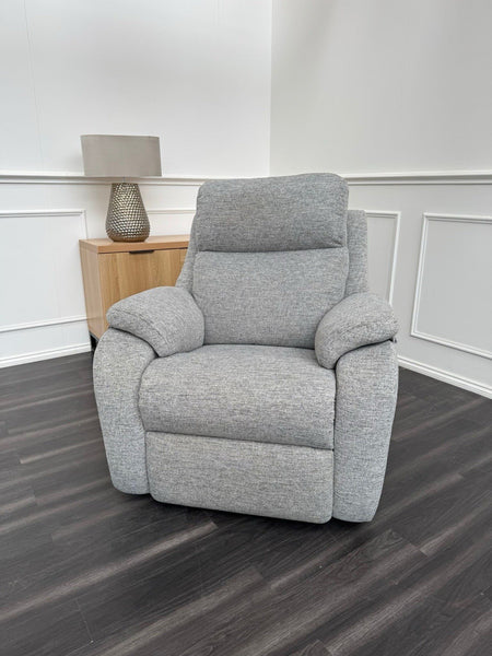 G Plan Kingsbury Power Recliner Armchair Light Grey Fabric RRP £24251