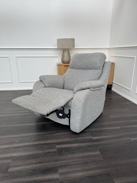 G Plan Kingsbury Power Recliner Armchair Light Grey Fabric RRP £24255
