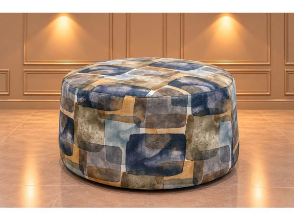 G Plan Designer patterned fabric large circular footstool0