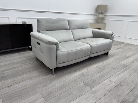 FV Moet 3 Seater Power Recliner Sofa with Telescopic Headrests Silver Velvet0