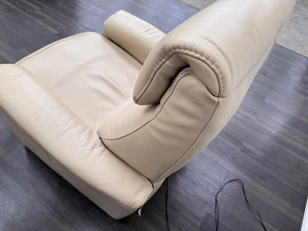 Furniture Village Rowen Beige Leather Armchair Power Recliner+Swivel+Rocking10