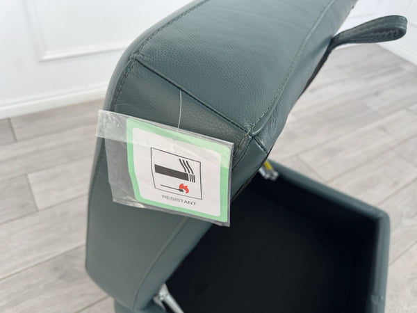 Furniture Village Green Leather Storage Footstool LINK MORENO STARLIGHT4