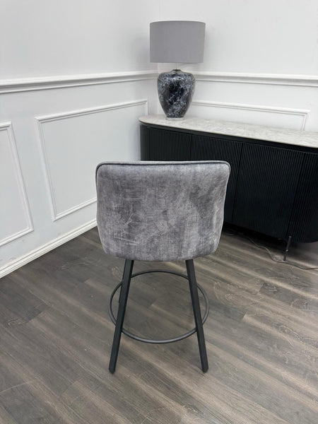 Furniture Village Veja Grey Velvet Swivel Dining Barstool (Pre-sale)13