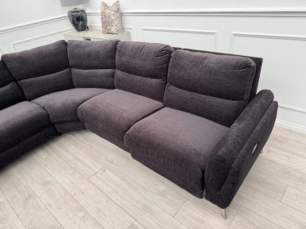 DFS Black Fabric Corner Sofa Power Recliner Modular Sofa11
