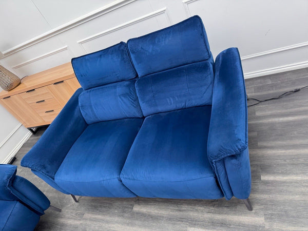 FV Jude 2+2 Seater Sofa Set Power Recliners with Telescopic Headrests Navy Blue2