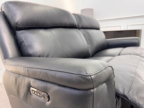 LA Z BOY PARIS Power Recliner 3 Seater Sofa In Black Leather Power Headrest2