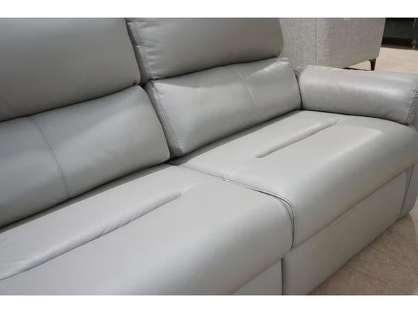 G Plan Harper cambridge grey leather 3 seater sofa power recliner - headrest3