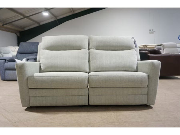 Parker Knoll Chicago light green grey mix fabric power recliner 3 seater sofa 3