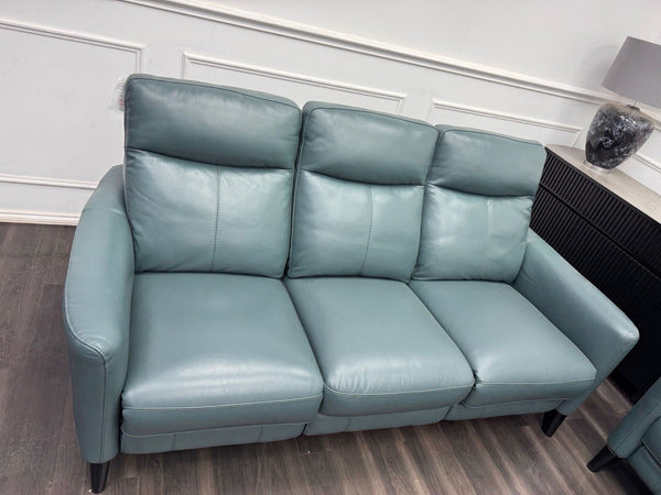Furniture Village Petit 3 & 3 Seater Sofa Set Power Recliner Lake Green Leather11