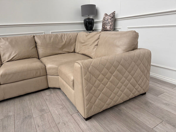 Sofology Mazzini Corner Sofa Dakota Ice Cream Leather 3/CNR/112