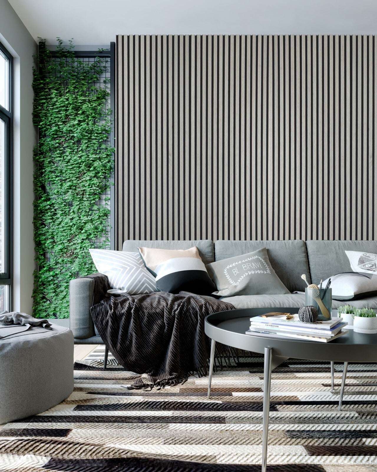 NEW Premium Acoustic Slat Real Wood Wall Panel - Ash Grey / 2.4m x 0.6m (1.44m2)0