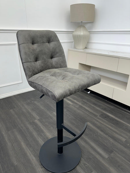 FV Merlin Dark Grey Fabric Adjustable Pedestal Dining Barstool (Choose Quantity)0