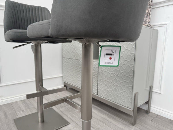 Furniture Village Grigio Pair of 2 Grey Suede Swivel Barstools Chairs4