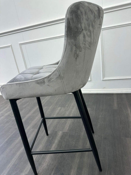 FV Kos Standard Dining Barstool Grey Velvet (Choose Quantity)6