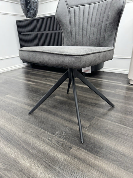 Furniture Village Aydin Dark Grey faux leather swivel dining chair (Pre-sale)1