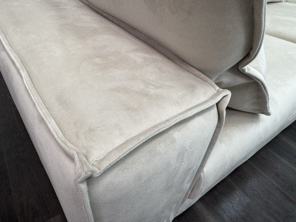 DFS Large Cream Velvet Corner Sofa Left Hand Facing (Fast Delivery)7