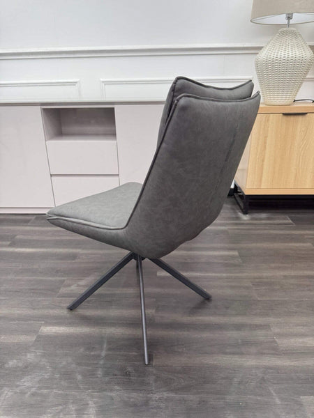 FV Catalina Dark Grey Faux Leather Swivel Dining Chair (Choose Quantity)3