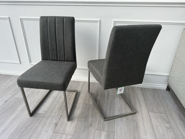 Furniture Village Grigio Pair of Grey Suede Dining Chairs1