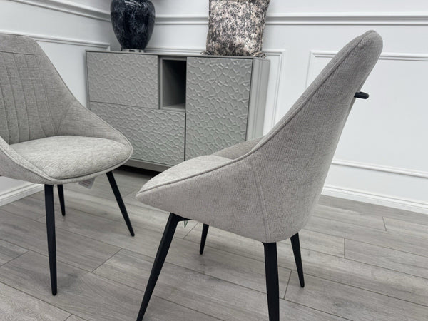 Furniture Village Crete Pair Of 2 Swivel Dining Chairs Grey Fabric8